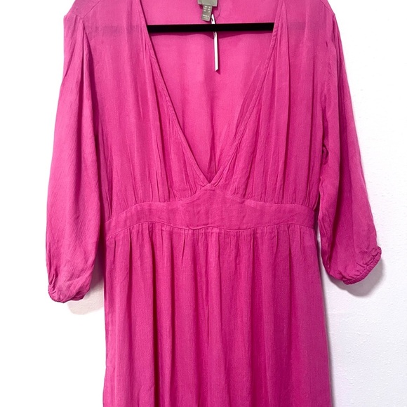 NEW ASOS magenta Maxi kimono beach summer with V-Neck and Bishop Sleeves 8 - Picture 3 of 7